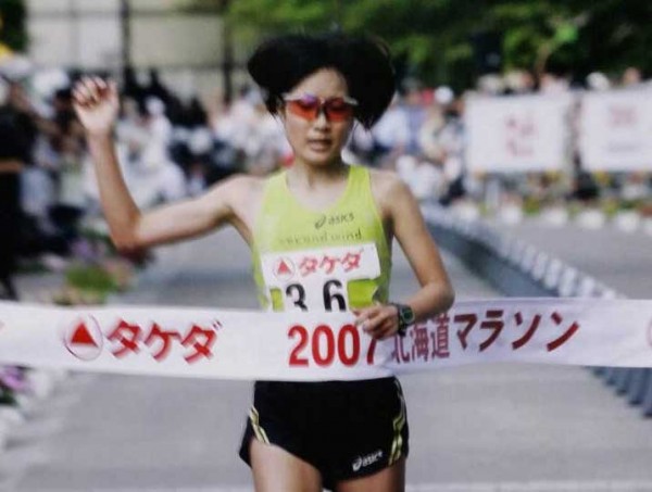 「2007年の北海道マラソン優勝のゴールした瞬間」